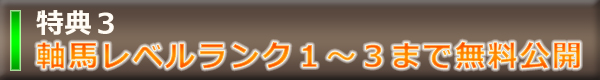 特典3 軸馬レベルランク1〜3まで無料公開